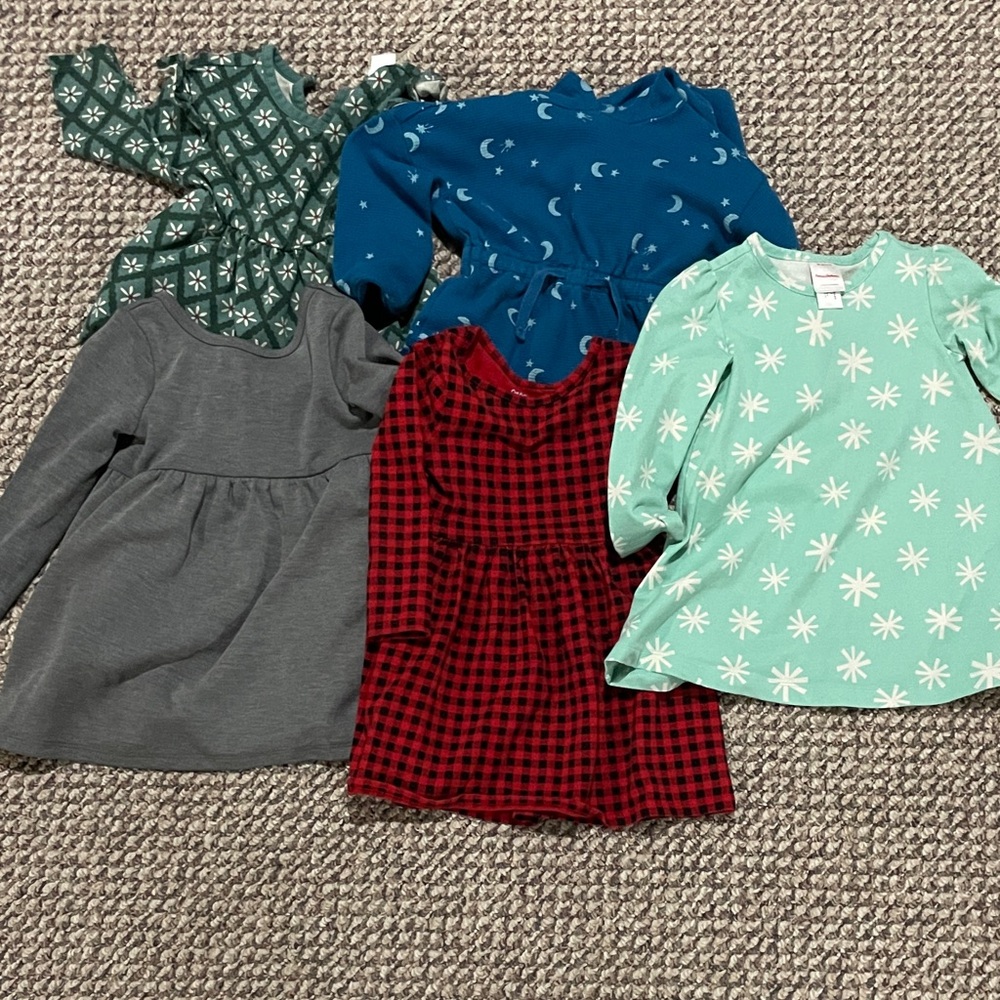 Set of Five Long Sleeve Dresses for Girls